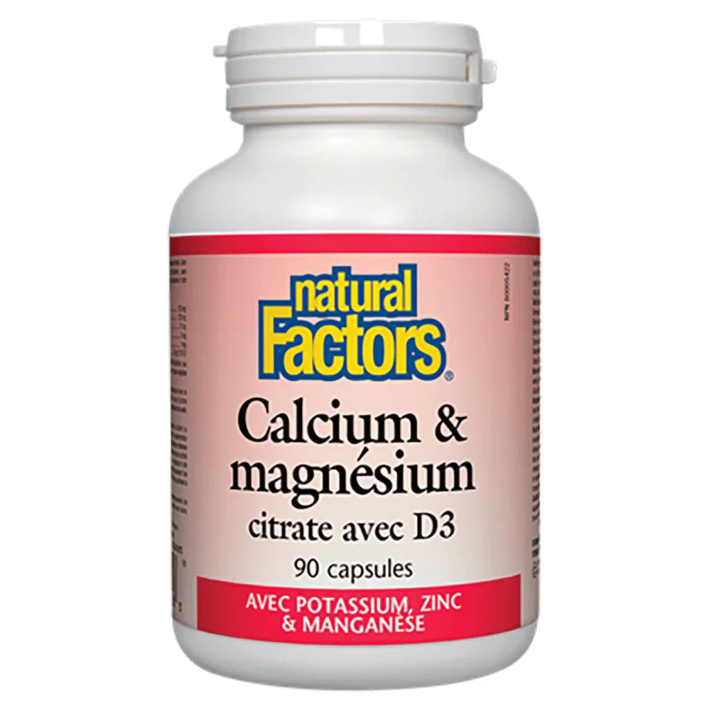 Calcium & Magnesium Citrate with D3 Natural Factors - La Boite à Grains