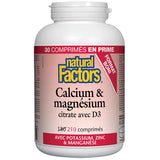 Calcium & Magnesium Citrate with D3 Natural Factors - La Boite à Grains