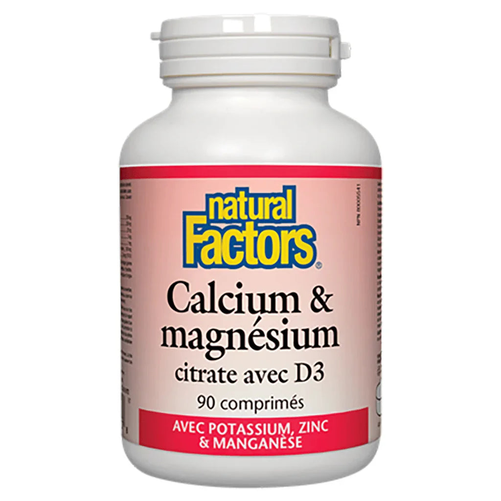 Calcium & Magnesium Citrate with D3 Natural Factors - La Boite à Grains