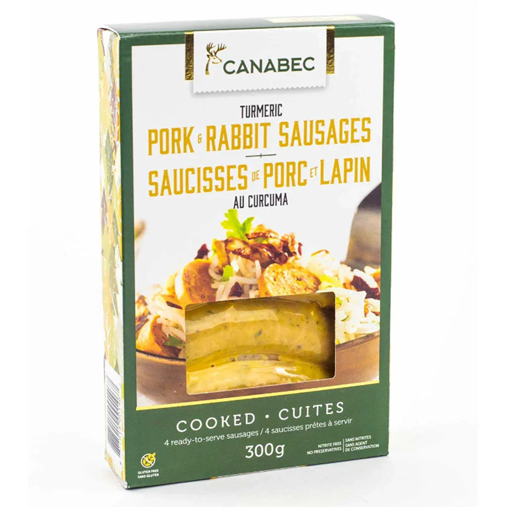 saucisses de porc et lapin au curcuma Canabec - La Boite à Grains