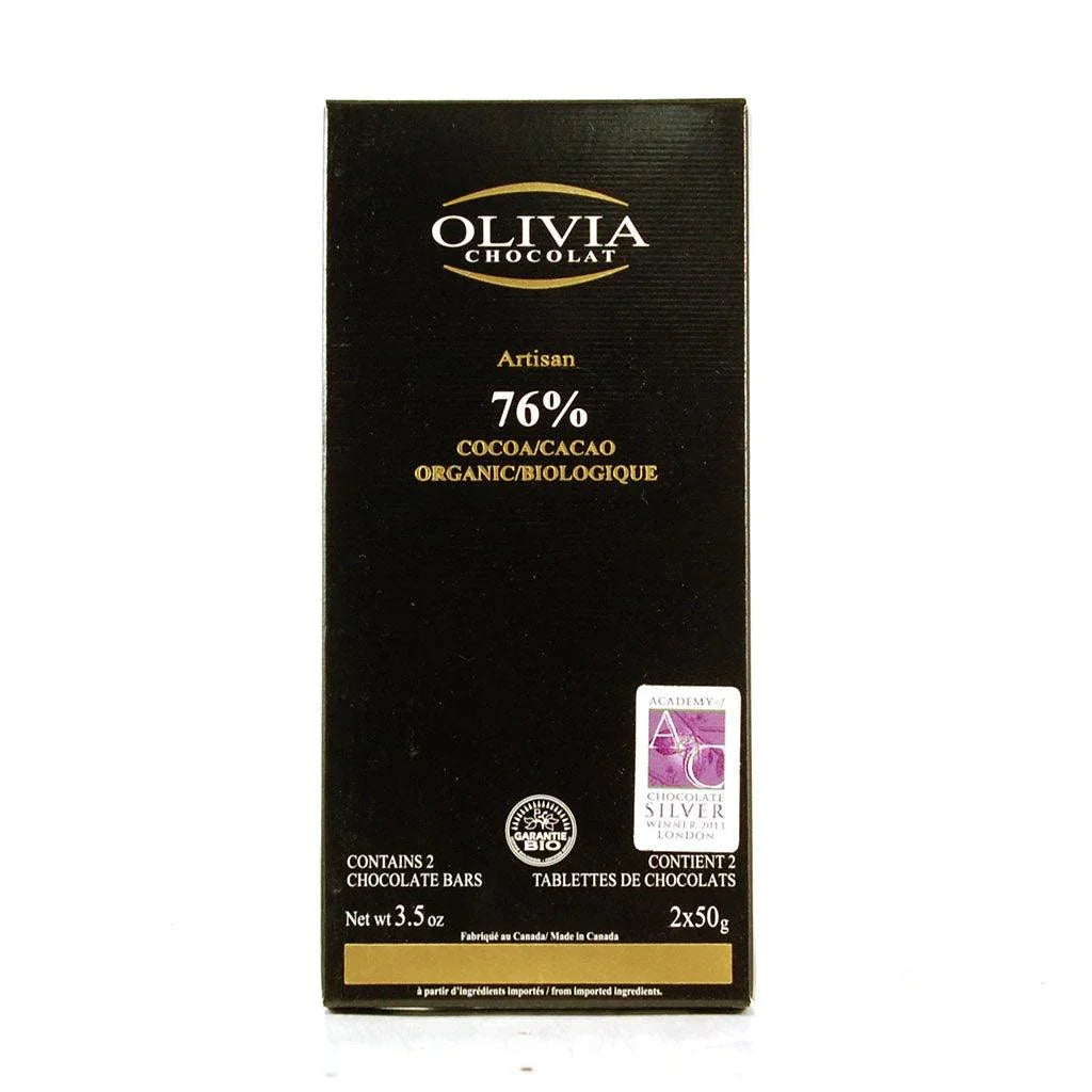 Dark Chocolate 76% Organic Olivia Chocolate - La Boite à Grains