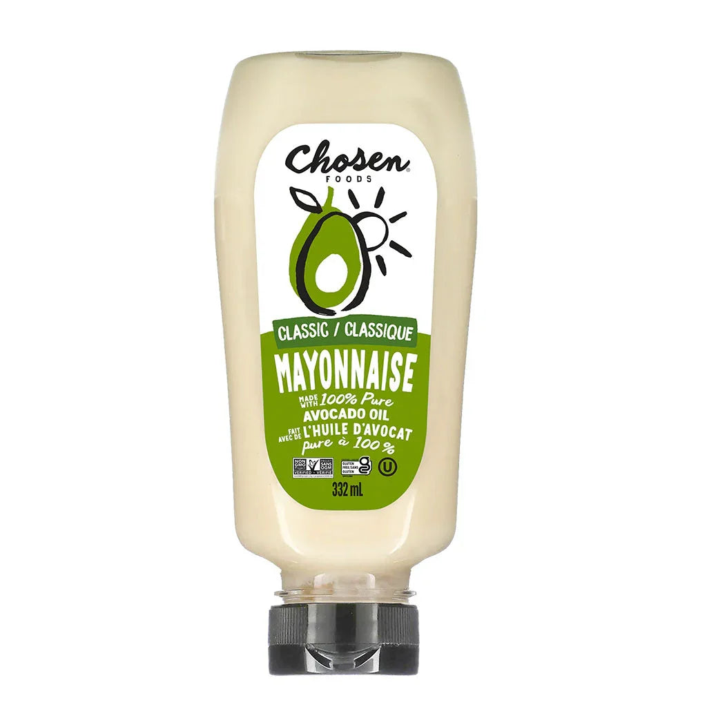 chosen foods mayonnaise classique huile d'avocat bouteille à presser 332 ml