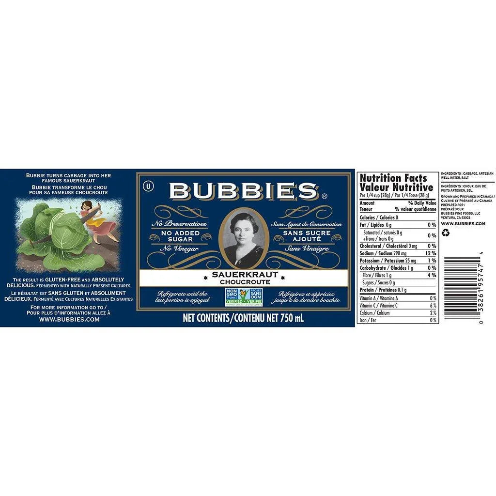 Sauerkraut No Added Sugar Bubbies - La Boite à Grains