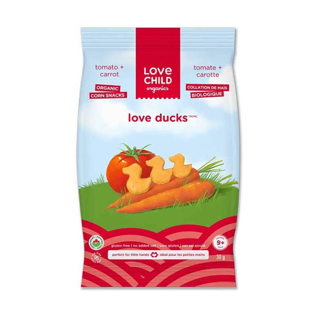 Love Ducks Organic Corn Snack Tomato and Carrot Love Child Organics - La Boite à Grains