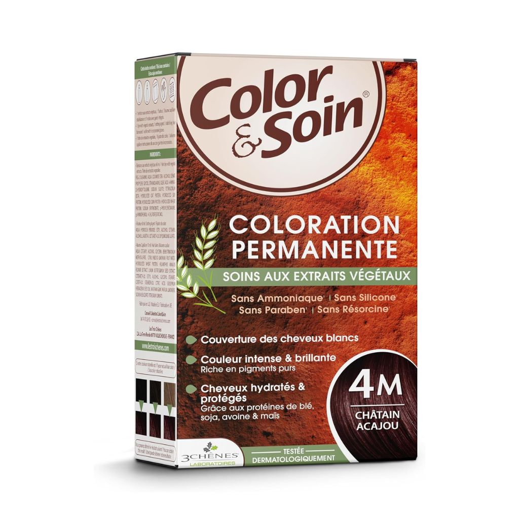 coloration permanente 4M Châtain Acajou Color & Soin - La Boite à Grains