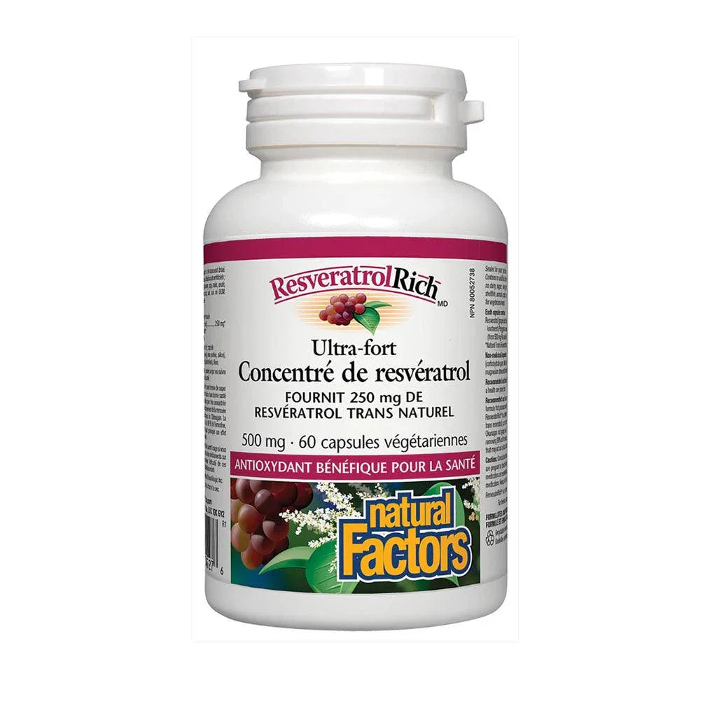 Concentré de Resvératrol Ultra Fort Natural Factors - La Boite à Grains