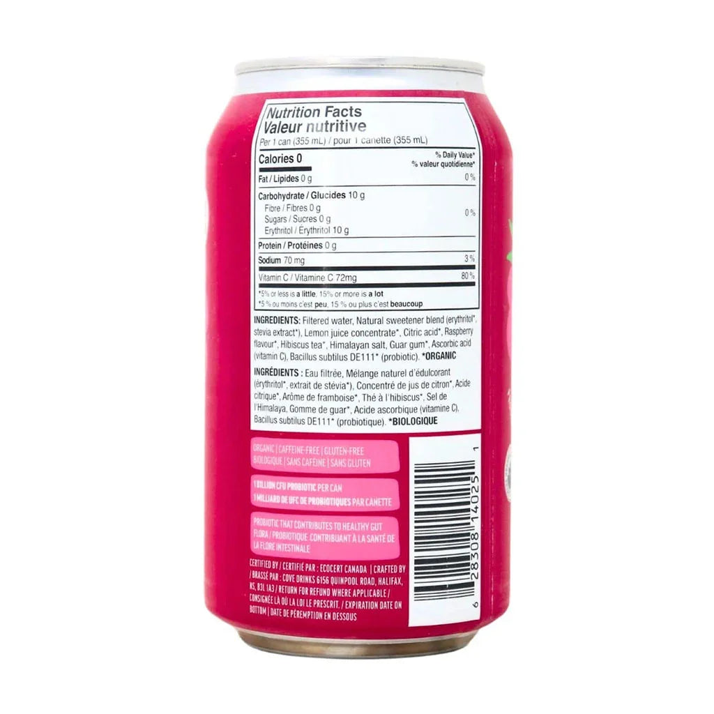 soda framboise sans sucre Cove - La Boite à Grains