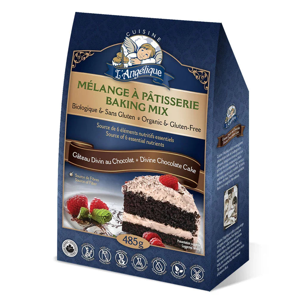 cuisine l'angélique mélange à pâtisserie gâteau divin au chocolat biologique sans gluten 485 g