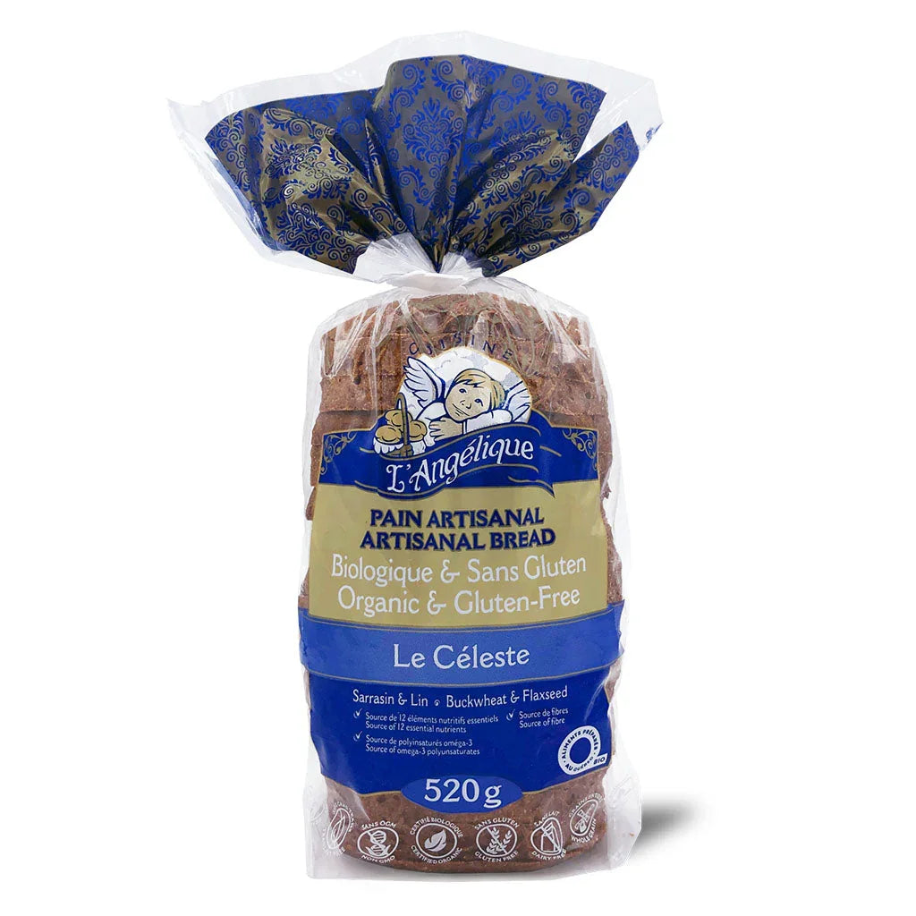 cuisine l'angelique artisanal bread celestial buckwheat organic flax gluten-free 520 g