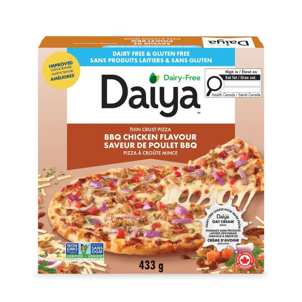 pizza croût mince saveur de poulet BBQ Daiya - La Boite à Grains