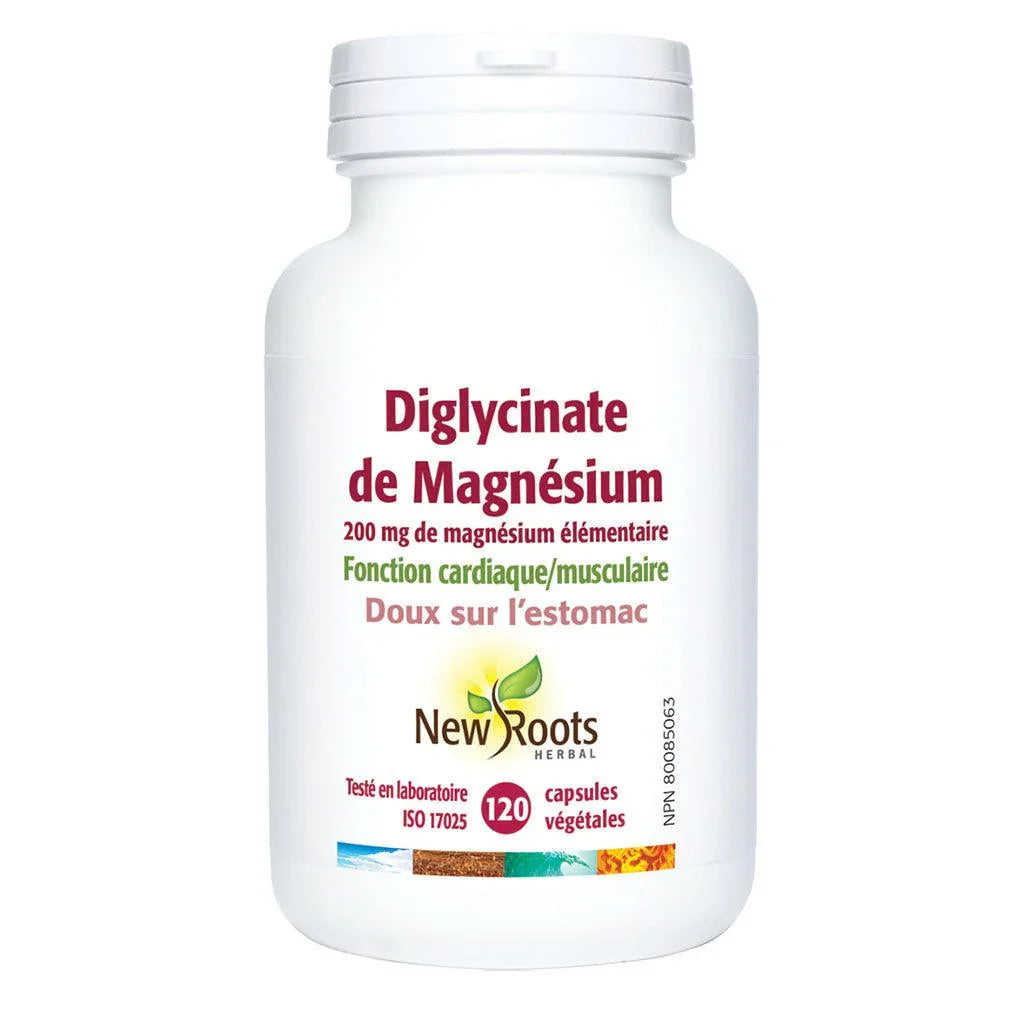 Magnesium Diglycinate 200 mg New Roots Herbal - La Boite à Grains