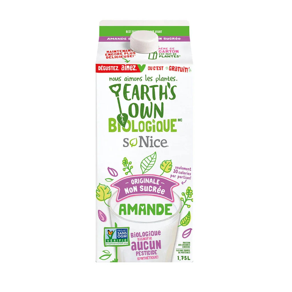 earth's own so nice organic unsweetened original almond 1.75 liter