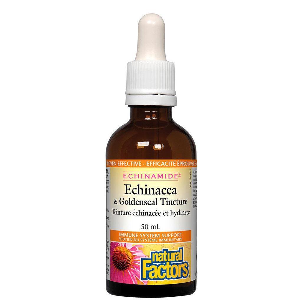 ECHINAMIDE Echinacea & Goldenseal Tincture Natural Factors - La Boite à Grains