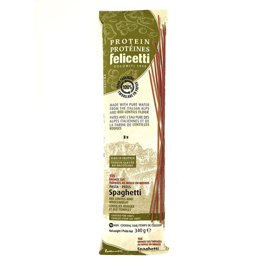 felicetti protein spaghetti red lentils and whole wheat 340 g