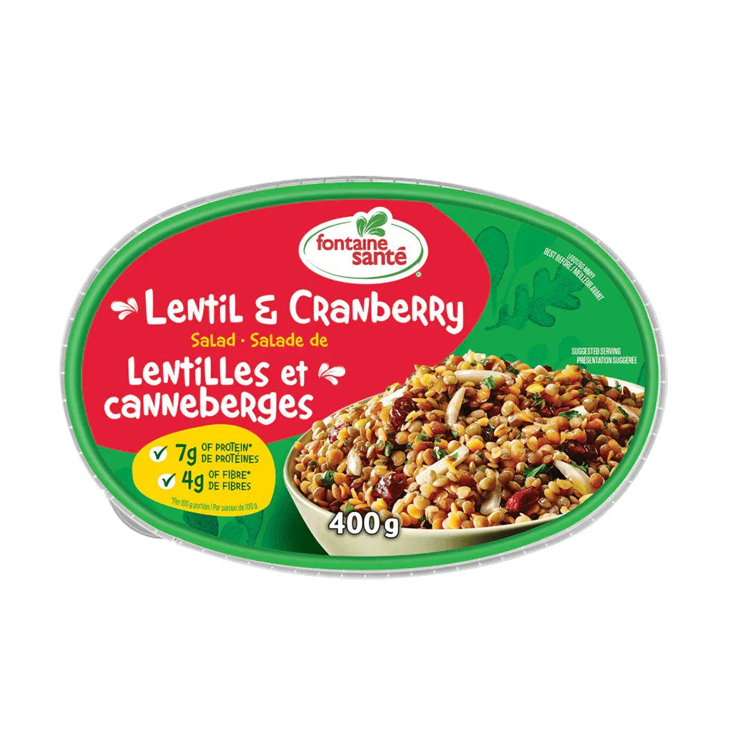 lentil and cranberry salad Fontaine Santé - La Boite à Grains