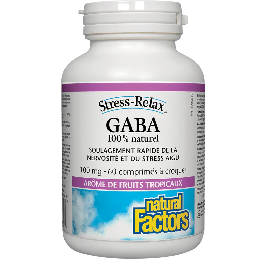 GABA 100 mg Tropical Fruits Natural Factors - La Boite à Grains