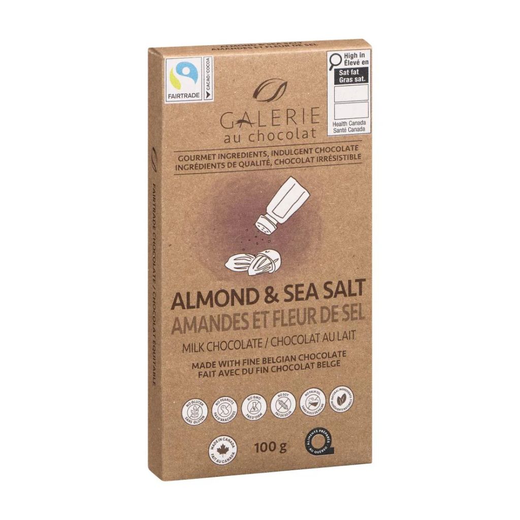 chocolat au lait amandes et fleur de sel Galerie au Chocolat - La Boite à Grains