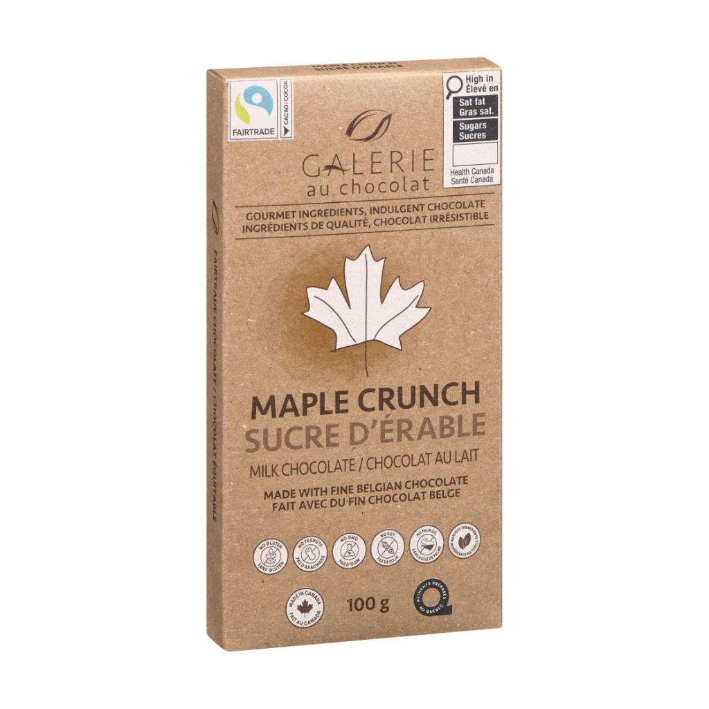 chocolat au lait sucre d'érable Galerie au Chocolat - La Boite à Grains