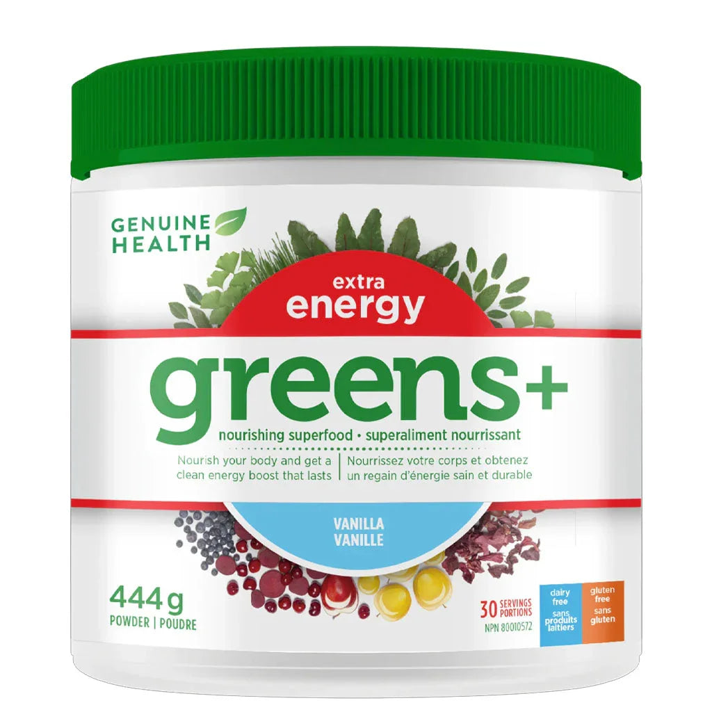 Genuine health greens+ extra energy vanilla 444 g - La Boite à Grains