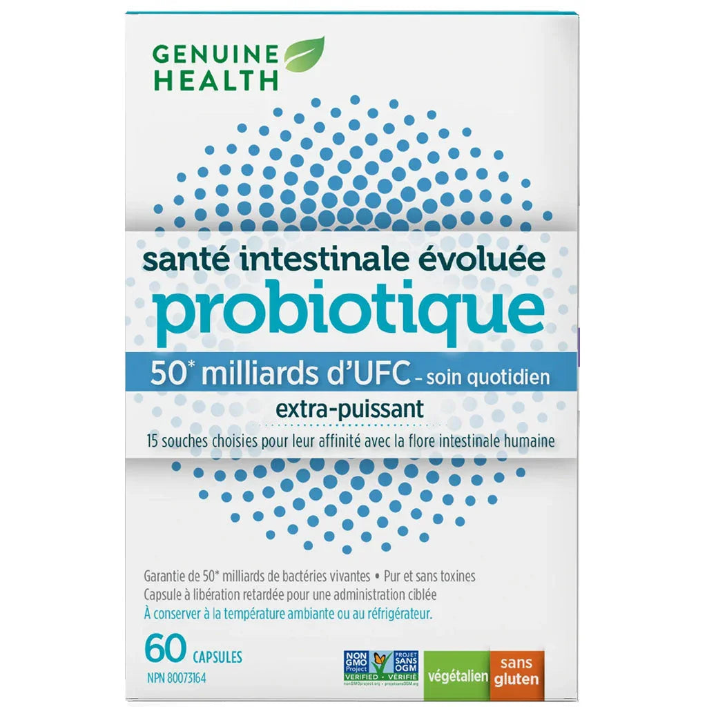 Genuine health advanced gut health 50 billion 60 vegan capsules - La Boite à Grains