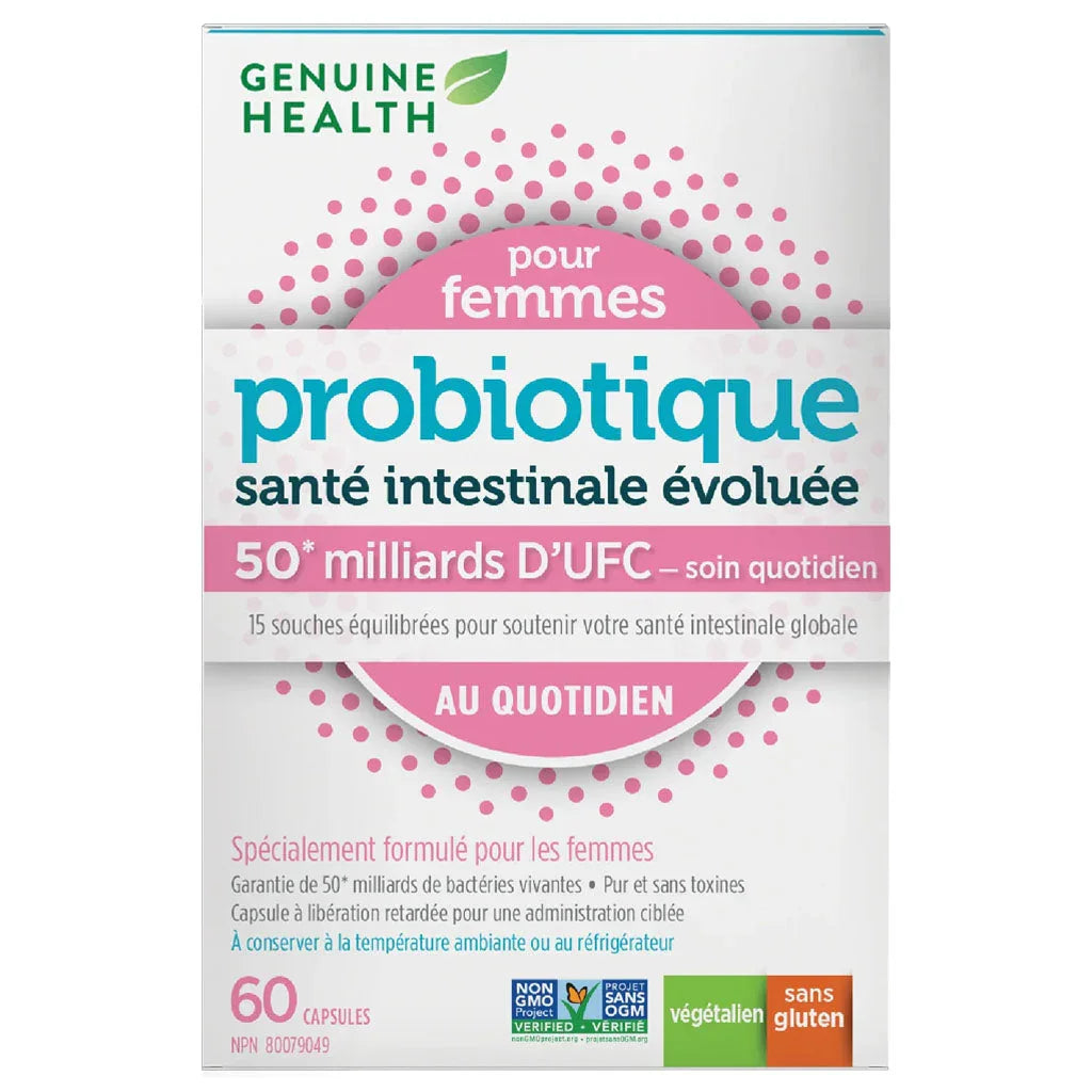Genuine Health Probiotic Advanced Gut Health for Women 50 Billion CFU 60 Vegan Capsules - La Boite à Grains