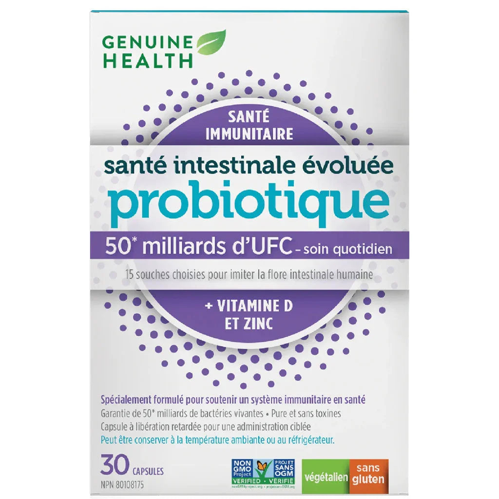 Genuine health probiotic advanced intestinal health immune health 30 capsules - La Boite à Grains