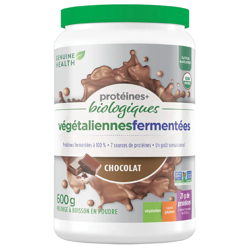 Genuine health organic fermented vegan proteins chocolate 600 g - La Boite à Grains