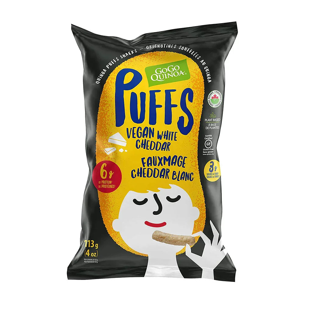 puffs fauxmage cheddar blanc biologique GoGo Quinoa - La Boite à Grains