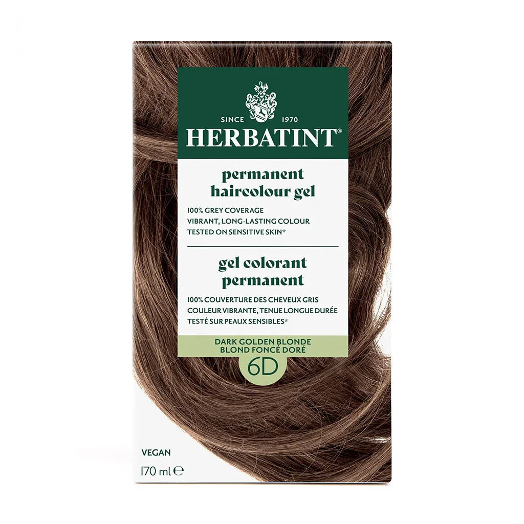 Colorant Permanent à Cheveux - Blond Foncé Doré 6D Herbatint - La Boite à Grains
