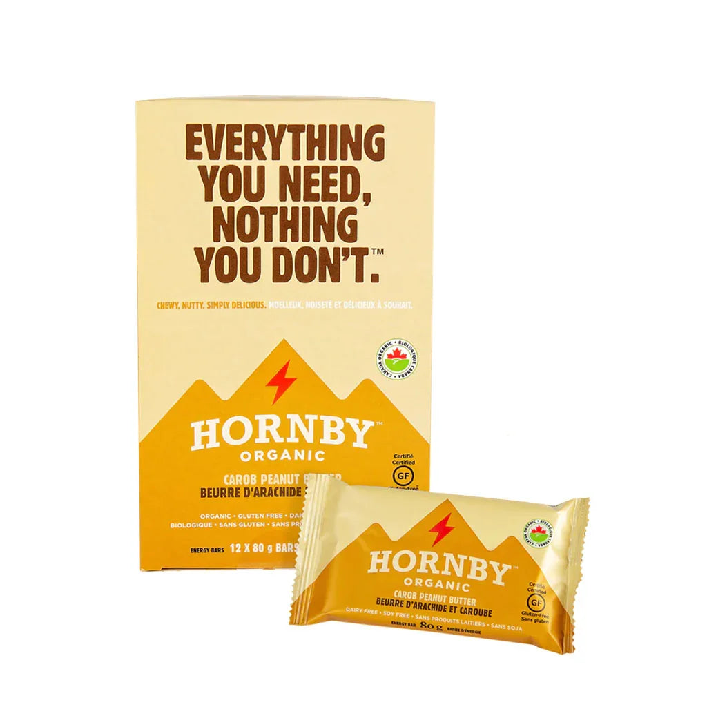 Boite de 12 barres Énergétique Beurre d'Arachide et Caroube Hornby Organic 12x80 g - La Boite à Grains