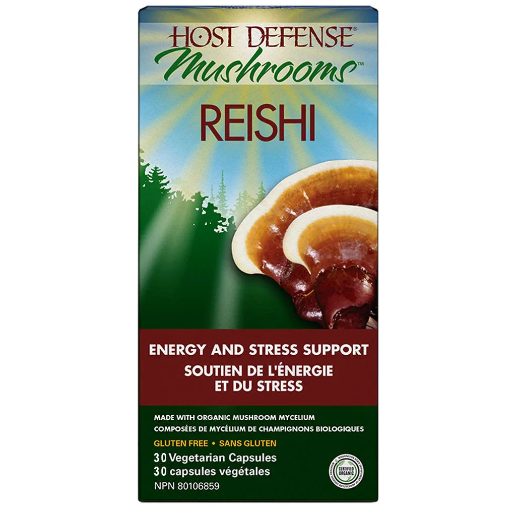 host defense mushrooms reishi soutien de l'énergie et du stress 30 capsules végétales - la boite à grains