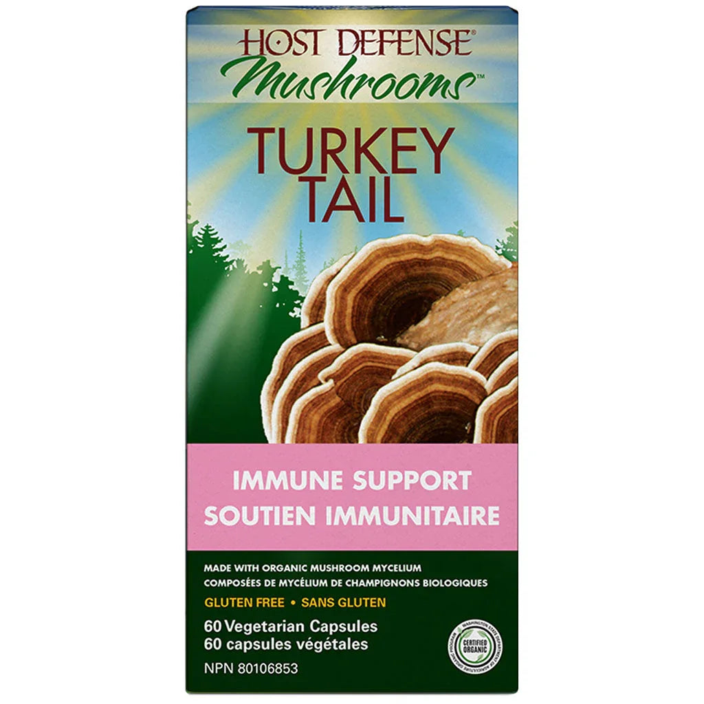 host defense mushrooms turkey tail immune support 60 vegetable capsules - The grain box