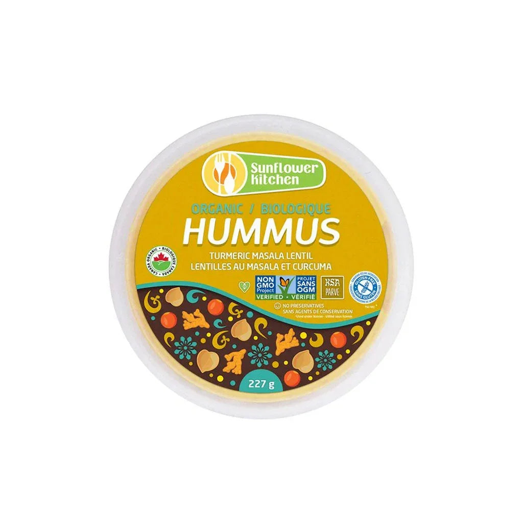 sunflower kitchen hummus biologique lentilles au masala et curcuma 227 g