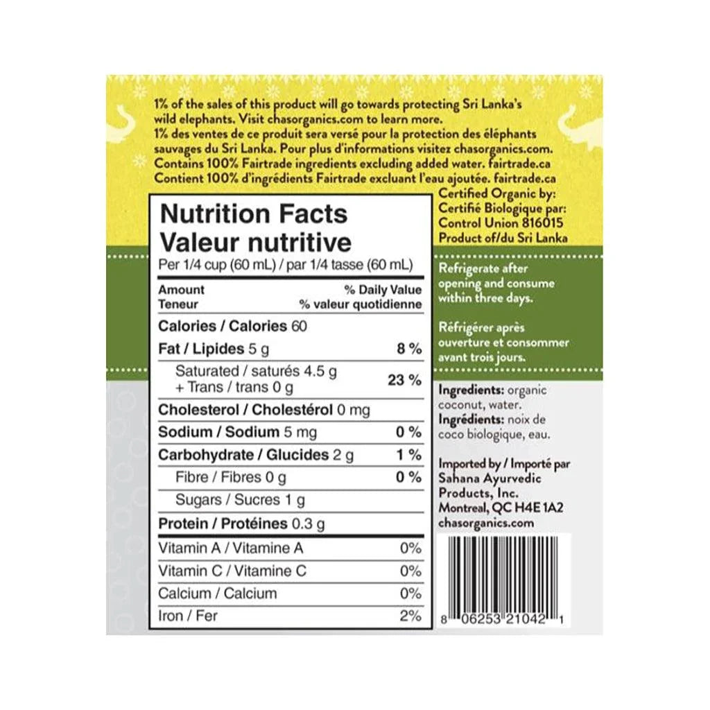 Lait de Coco Biologique Léger Cha's Organics - La Boite à Grains