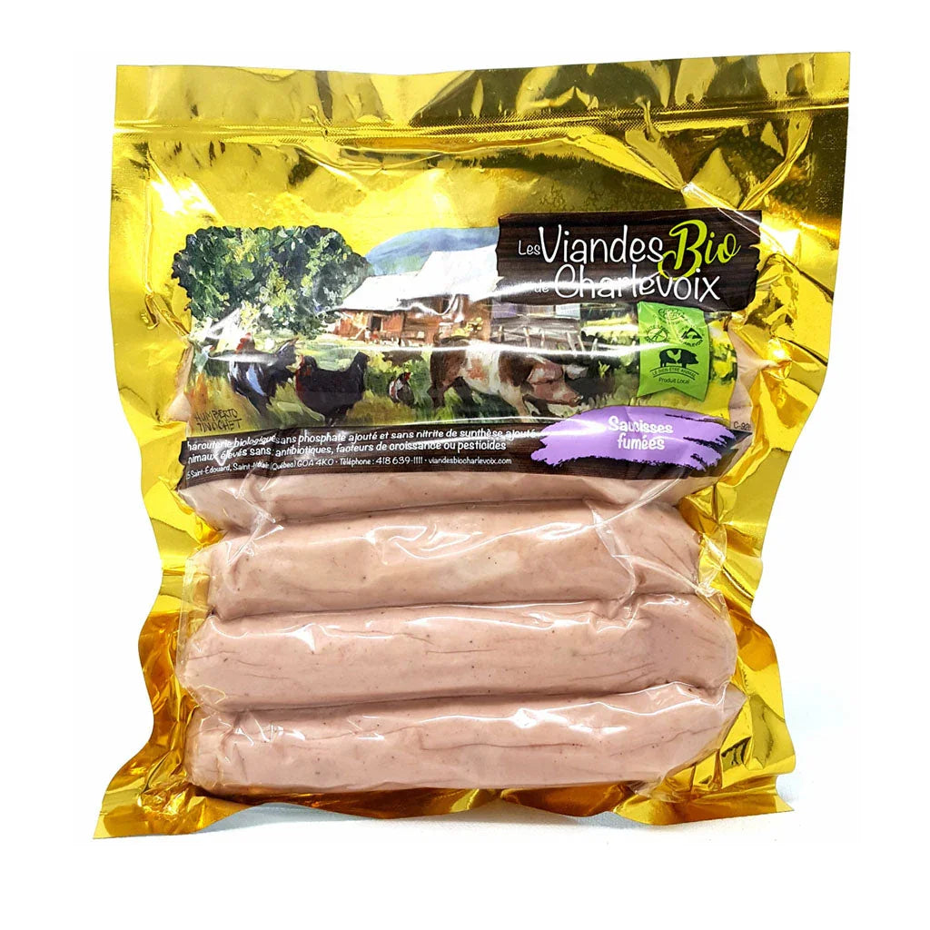 organic smoked pork sausages Les Viandes Bio de Charlevoix - La Boite à Grains