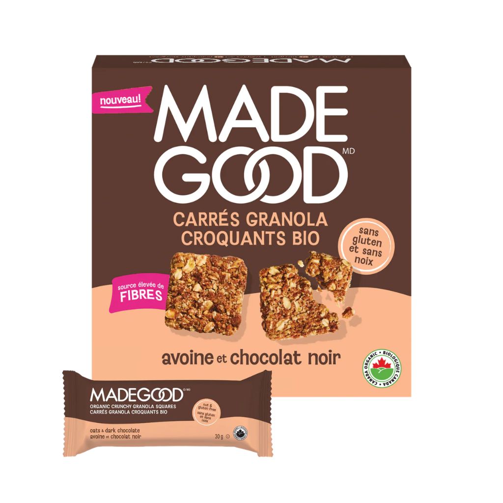 carrés granola croquants avoine et chocolat noir Made Good - La Boite à Grains
