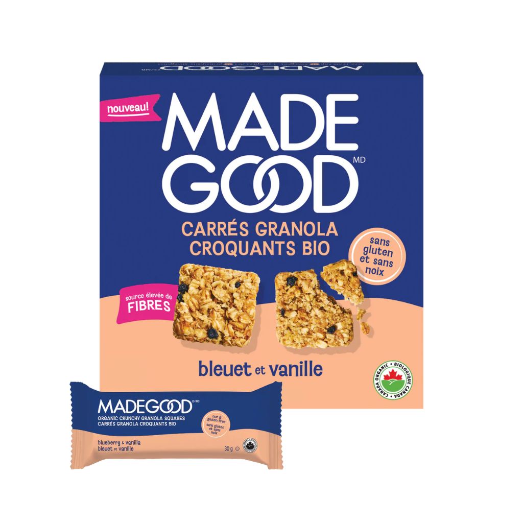 carrés granola croquants bleuet et vanille Made Good - La Boite à Grains