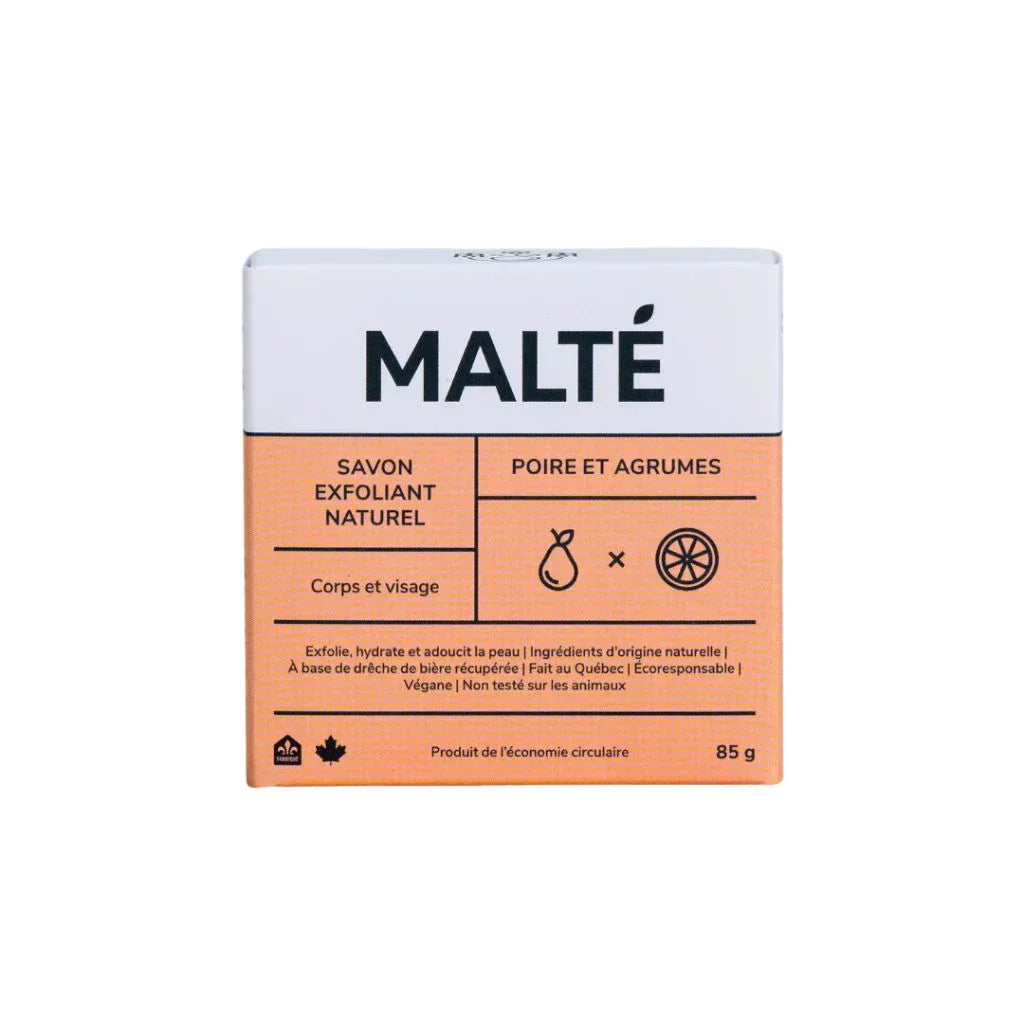 Malté natural exfoliating soap with pear and citrus - La Boite à Grains