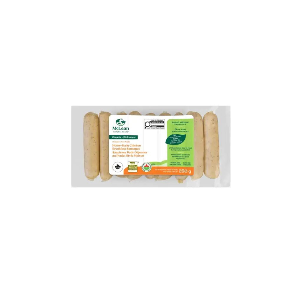 saucisses petit déjeuner au poulet style maison biologique McLean - La Boite à Grains
