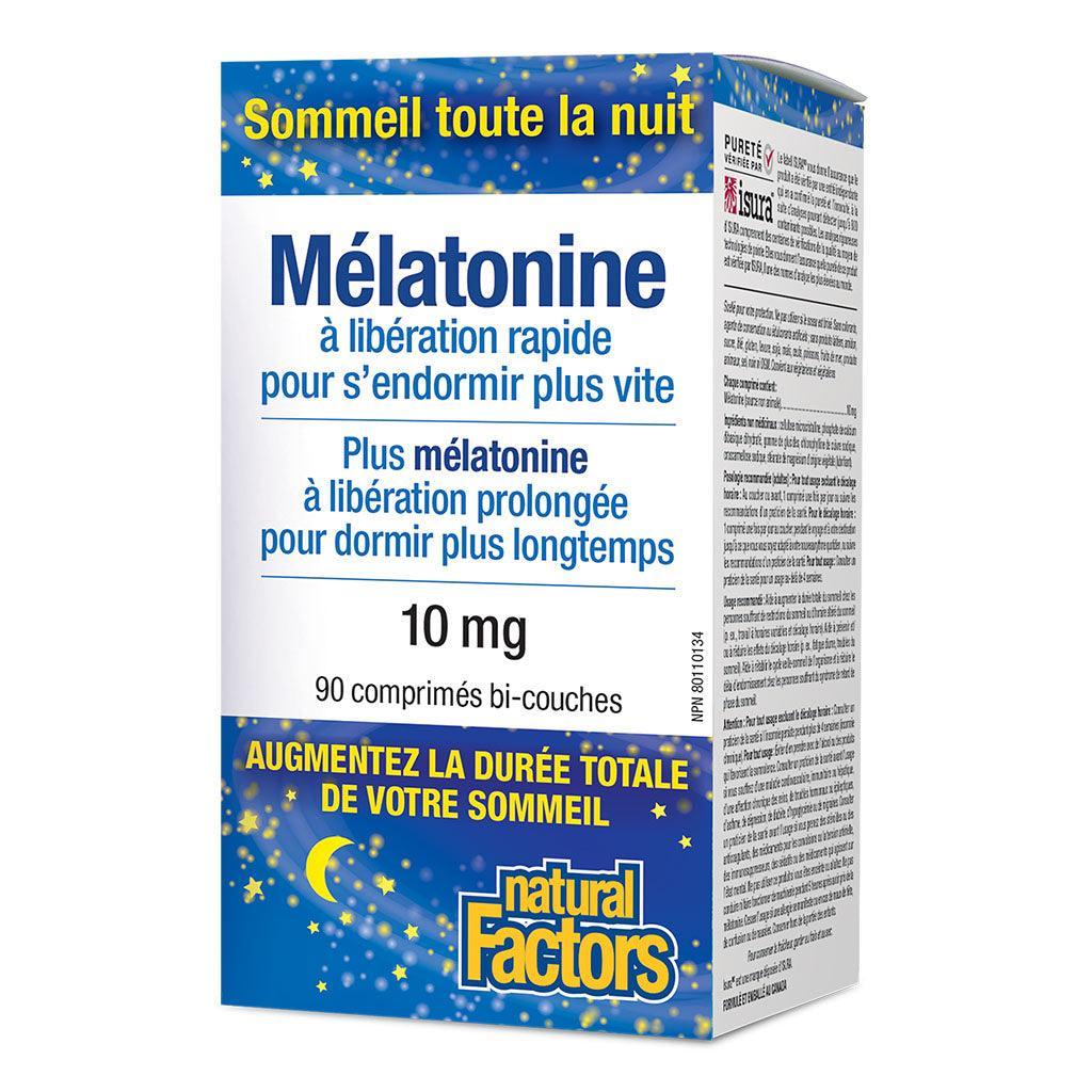 Fast and Sustained Release Melatonin 10 mg Natural Factors - La Boite à Grains