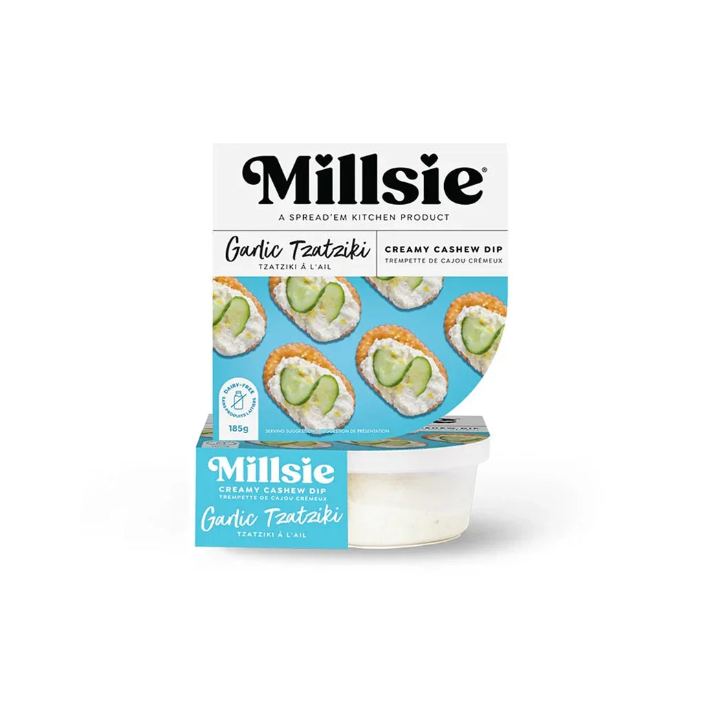 trempette de cajou crémeux tzatziki à l'ail Millsie - La Boite à Grains