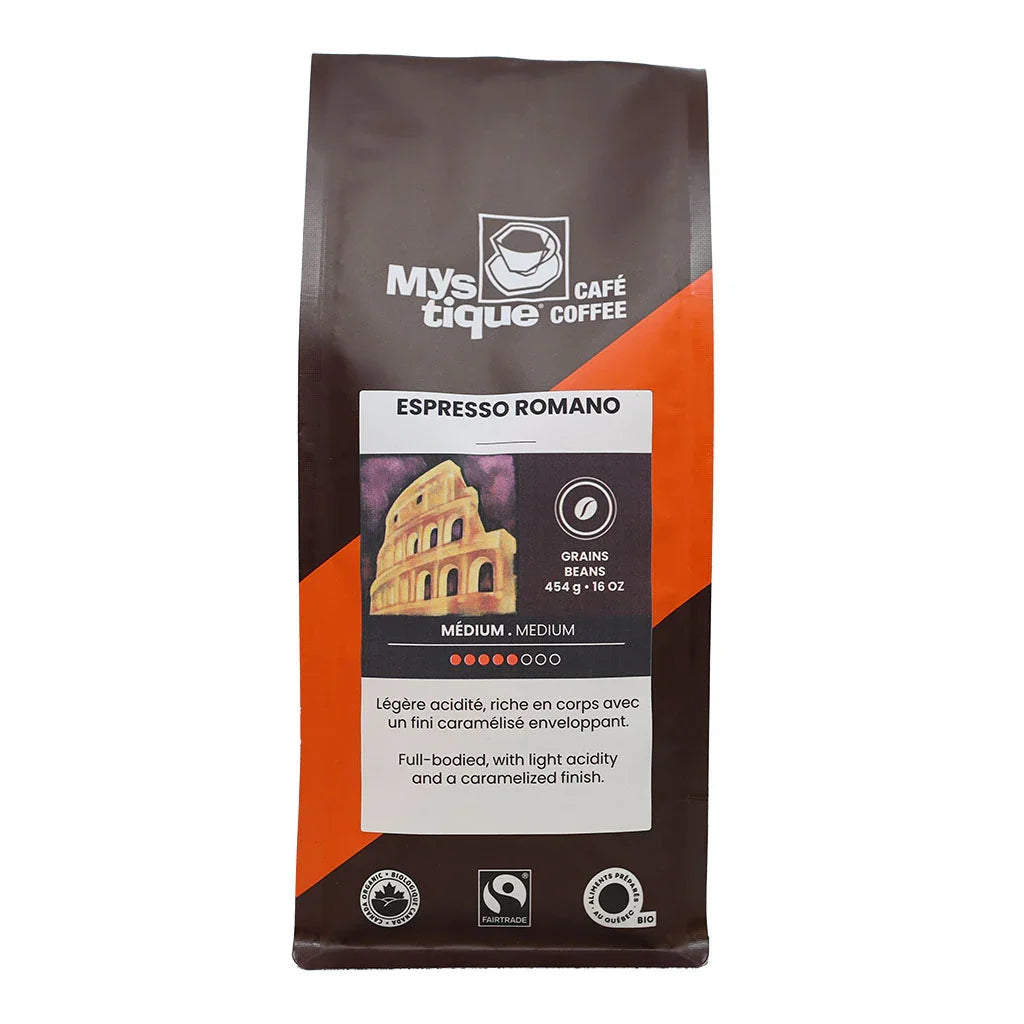 mystique coffee espresso romano medium beans 454 g