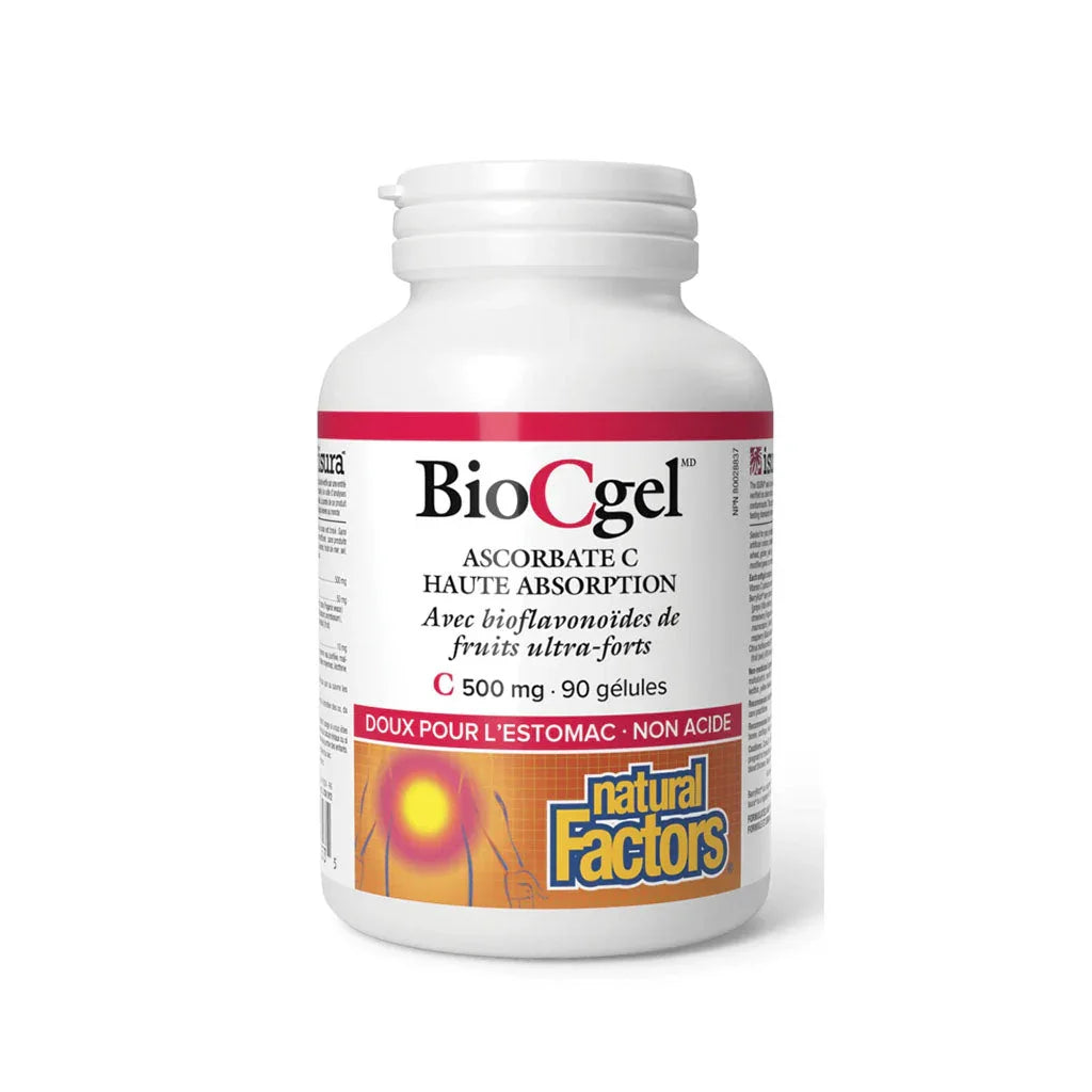 natural factors biocgel ascorbate c high absorption 500 mg 90 capsules - La Boite à Grains