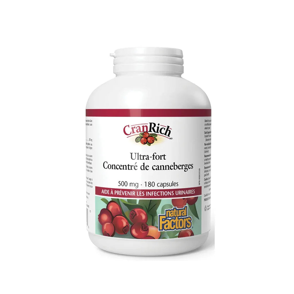natural factors cranrich ultra strong cranberry concentrate 180 capsules - La Boite à Grains