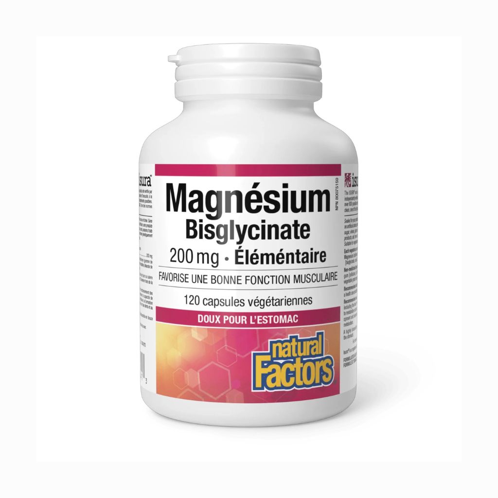 magnésium bisglycinate élémentaire Natural Factors - La Boite à Grains