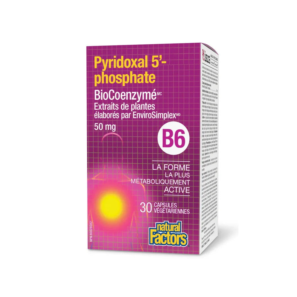 natural factors pyridoxal 5-phosphate biocoenzymated 50 mg 30 vegetarian capsules - La Boite à Grains