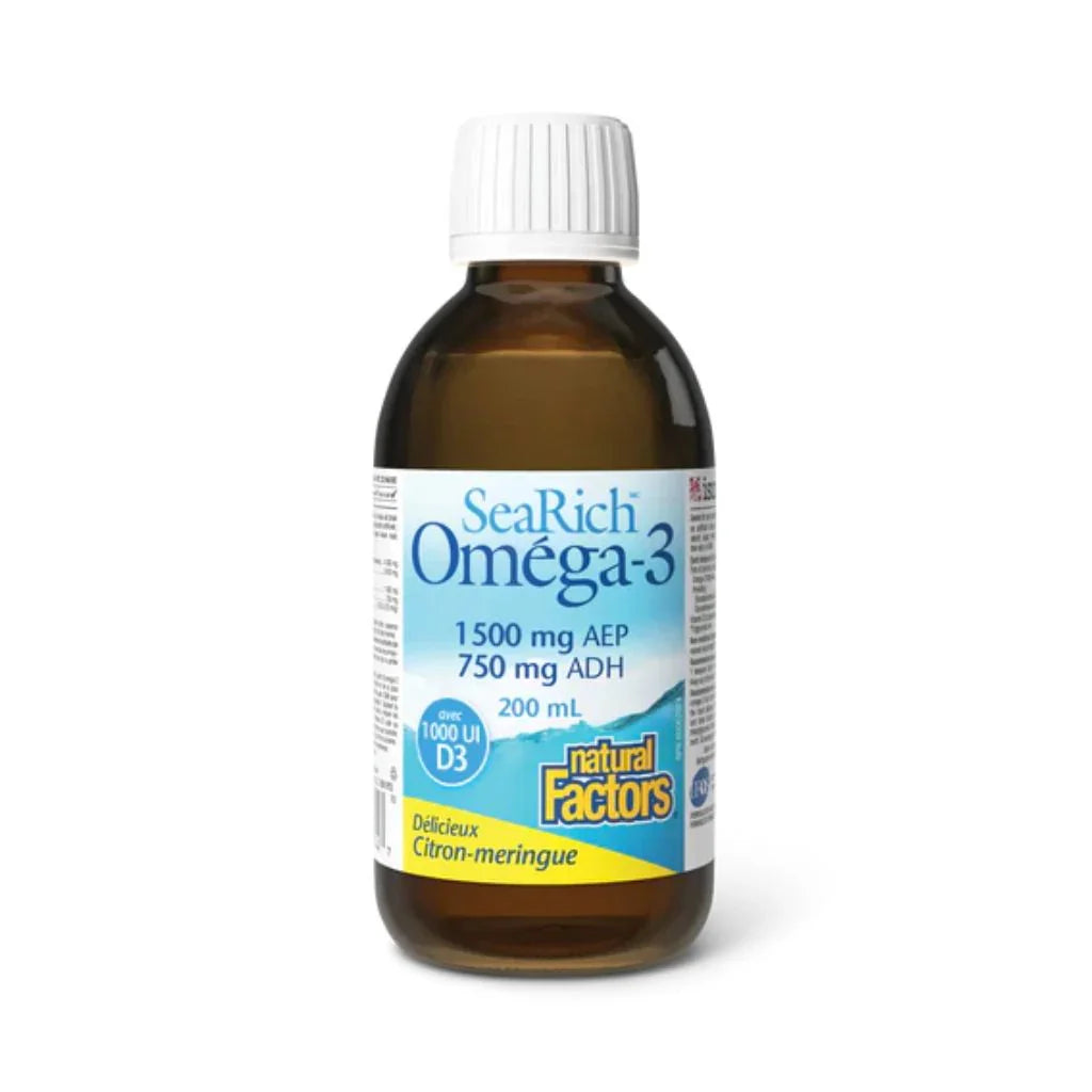 SeaRich Oméga-3 avec 1000 UI D3 Natural Factors - La Boite à Grains