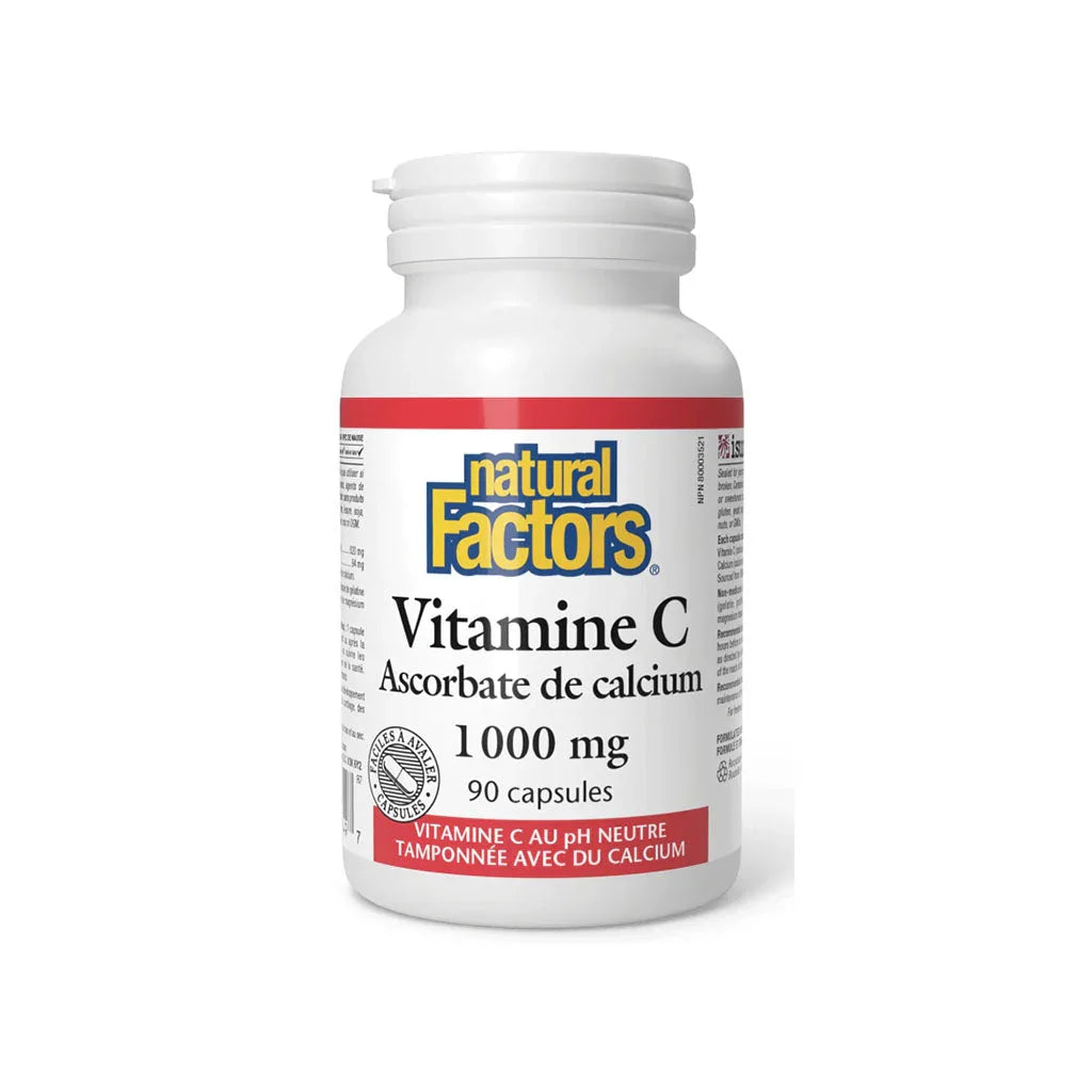 natural factors vitamin c calcium ascorbate 1000 mg 90 capsules per grain box