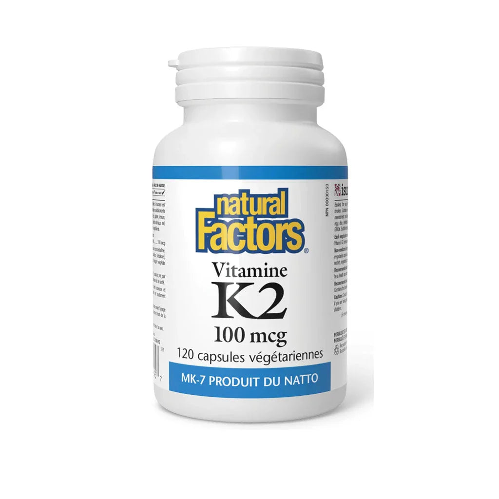natural factors vitamin k2 100 mcg 120 vegetarian capsules - La Boite à Grains