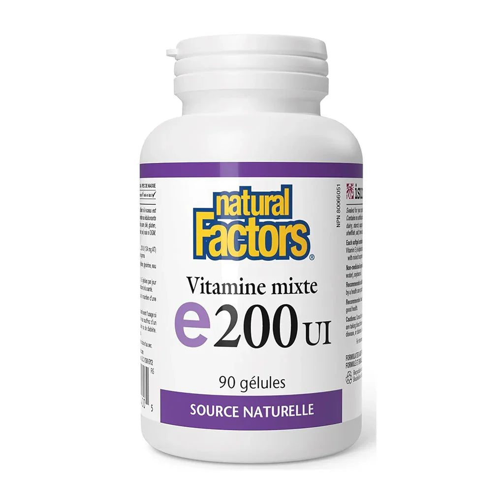 vitamine e 200 ui mixte Natural Factors - La Boite à Grains